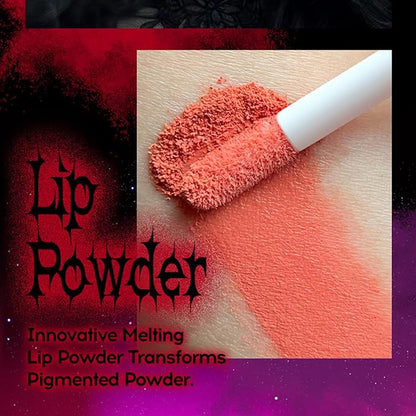 3 Colors Melting Lip Powder Lipstick Velvet Liquid Glitter Lip Gloss Halloween Makeup Kit for Women Long Lasting Highly Pigmented Multi-Purpose Lips Eyes & Cheeks Tint Goth Cosplay (A#,S)