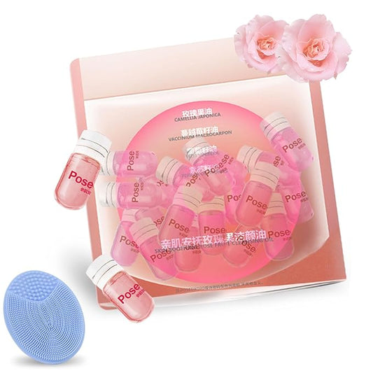 Mini Makeup Remover Cleansing Oil – Travel-Size for All Skin Types, Quick-Rinsing & Non-Greasy for Waterproof Portable Makeup (1, Rose)