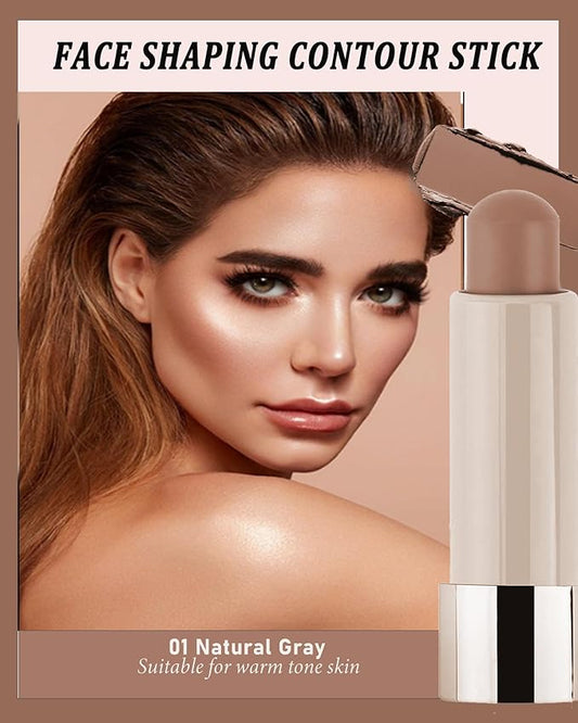 Cream Contour Stick, 2pcs Warm Toned Contour Stick Matte Finish Bronzer Stick Blendable Smooth Lightweight,Waterproof&Long Lasting Face Shaping Contouring Women Makeup for Beginners,Cruelty-free-02
