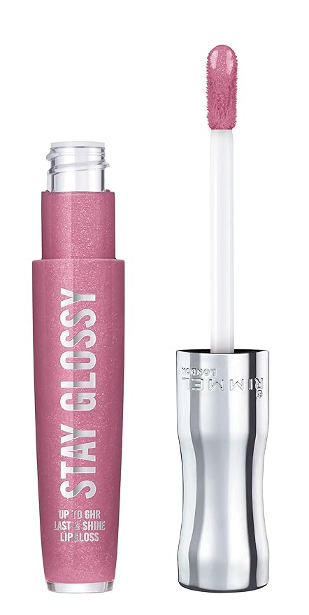Rimmel Stay Glossy Lip Gloss - Non-Sticky and Lightweight Formula for Lip Color and Shine - 030 Cake for Breakfast, .18oz