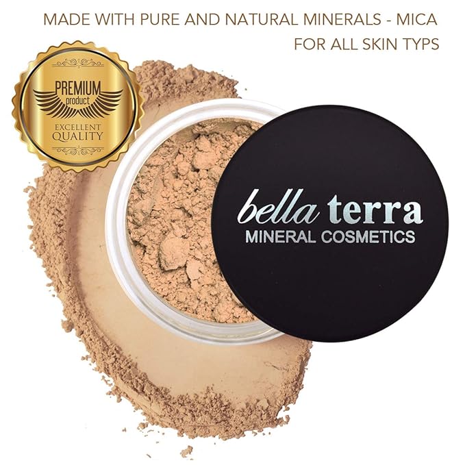 Bellaterra Cosmetics Mineral Powder Foundation | Long-Lasting All-Day Wear | Buildable Sheer to Full Coverage – Matte | Sensitive Skin Approved | Natural SPF 15 (Nutmeg) 9 grams