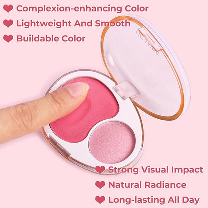 UCANBE Cream Dual Blush for Cheeks: Lightweight Buildable Highlighter and Blush Palette - Smooth Natural Makeup Blush - Long-lasting All-day Face Contour Blush（01#Lemonade)
