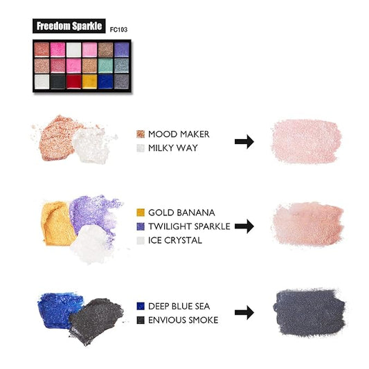 J.CAT BEAUTY Freedom Creator Lip Palette with 18 Versatile Shades for Personalized Lip Colours, Glittery Pigmented Shades for Soft and Bold Looks, Freedom Sparkle