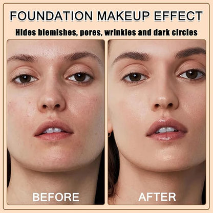 Sunscreen Airbrush Foundation Makeup Spray with Brush, SPF 35, Full Coverage Airbrush Foundation for Smooth Radiant Finish, Silky Concealer Mist Spray Makeup, Long-lasting & Waterproof (Natural)