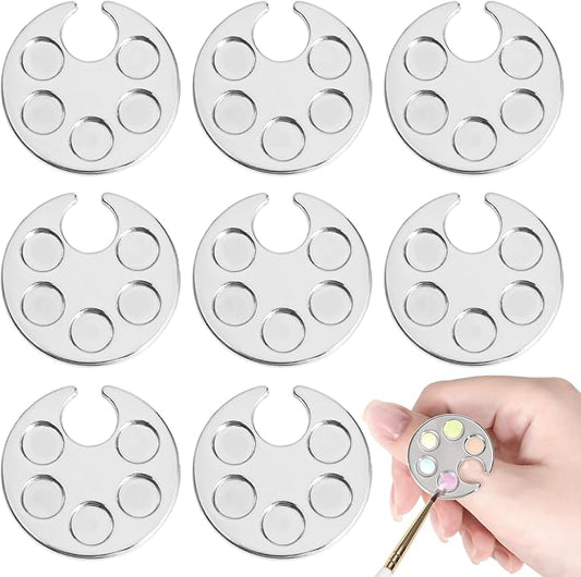 8 Pcs Mini Nail Art Palette Metal Finger Rings Manicure Palette Nail Paint Art Palette for Manicure Nail Polish Art Tools Makeup Palettes