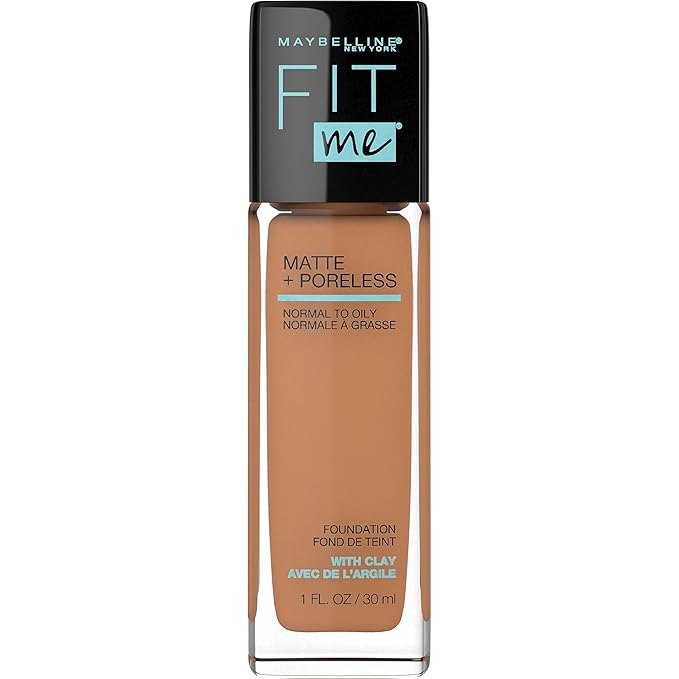 Maybelline Fit Me Matte + Poreless Liquid Foundation Makeup Bundle with Classic Tan and Spicy Brown Shades, 1 Count Each