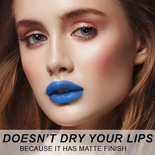 Matte Bullet Long Wear Lipstick - Vegan and Cruelty-Free - Smudge and Waterproof Matte Lipstick with Moisturizing Formula - All Day Comfort - (Sapphire Glow #16)