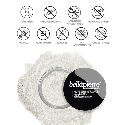 bellapierre HD Finishing Powder | Translucent Setting Powder | Poreless Shine-Free Matte Finish | Lightweight Gentle Formula | Non-Toxic & Paraben Free | Cruelty Free Mineral Makeup