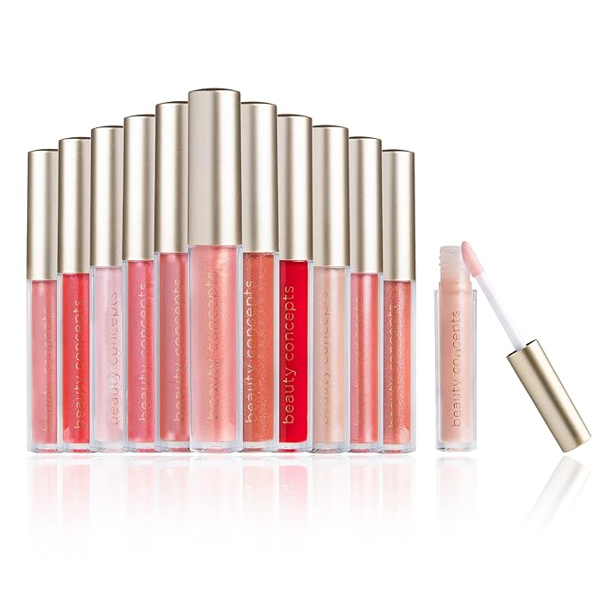 Beauty Concepts Lip Gloss Collection – Shimmering, Glossy Lip Makeup Set for a Radiant Finish, Pink and Red Collection