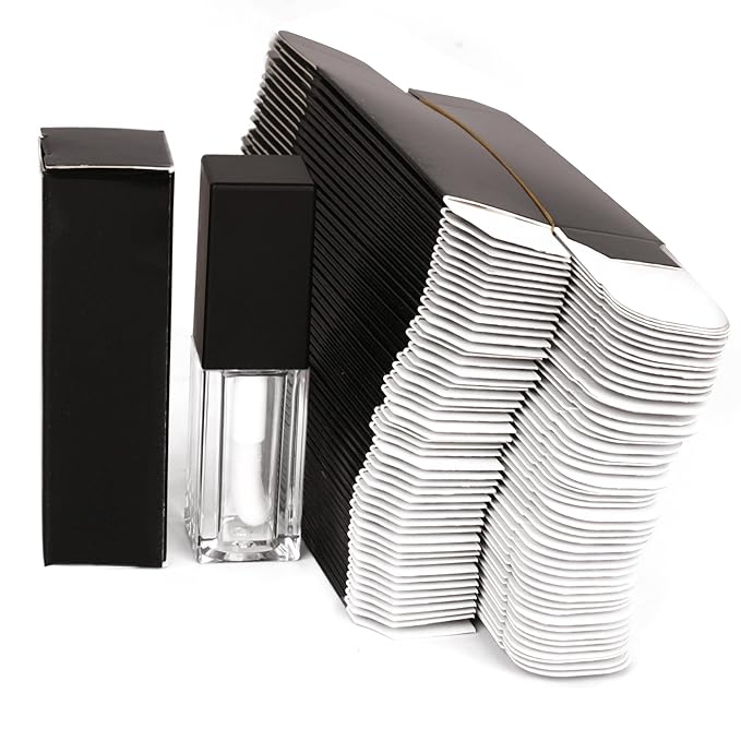 25pcs 25 * 25 * 86mm Craft Paper Box for Lip Gloss Tubes - 350gms Lipstick Packaging - Pink & Black