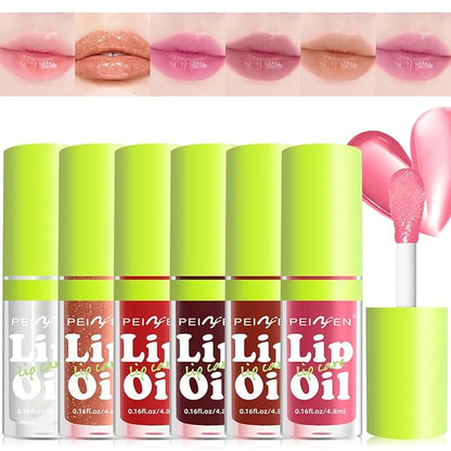 6 Colors Ultra-large Capacity Lip Gloss Set, Clear Lip Gloss and Glow Lip Oil For Woman, Soft and Smooth Lip Gloss Pack,Moisturizing and Hydrating Lip Makeup,Non-sticky Fat Oil Lip Gloss
