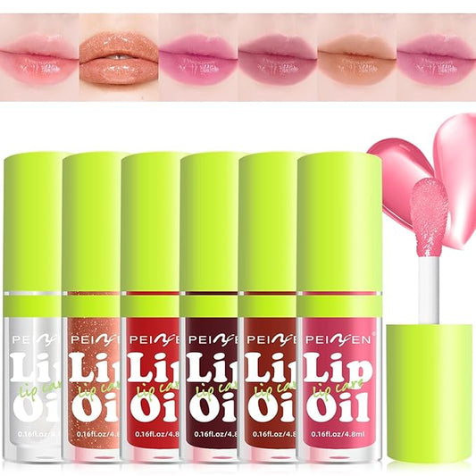 6 Colors Ultra-large Capacity Lip Gloss Set, Clear Lip Gloss and Glow Lip Oil For Woman, Soft and Smooth Lip Gloss Pack,Moisturizing and Hydrating Lip Makeup,Non-sticky Fat Oil Lip Gloss