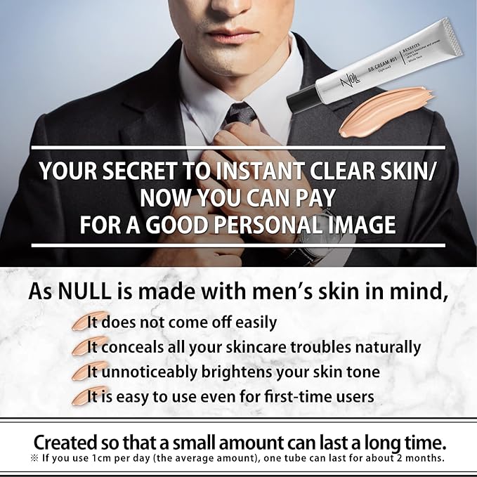 [Matte Finish] NULL mens BB Cream, Mens concealer, Tinted Moisturizer broad spectrum SPF30 PA++, CC cream, Revitalising Nourishing Tone Up Cream, Natural Cover, 0.7oz Made in Japan (Light Ochre)