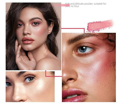 MAEPEOR Embossed Blush 8 Colors Lightweight Natural Look Matte Face Blush Long-Lasting Highly Pigmented Powder Blusher (Color 02)