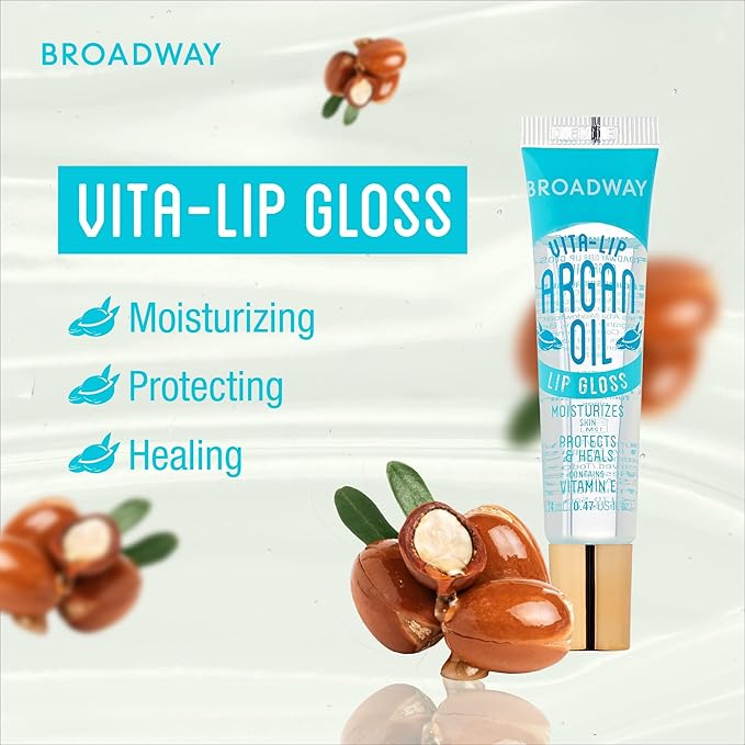 Ruby Kisses Broadway Vita-Lip Clear Lip Gloss (Argan Oil 6 Pack), Ultra-Hydrating & Soothing Formula with Multi-Vitamin Oils, High-Shine Non-Sticky Finish, Protecting Glossy Lip Balm With Vitamin E