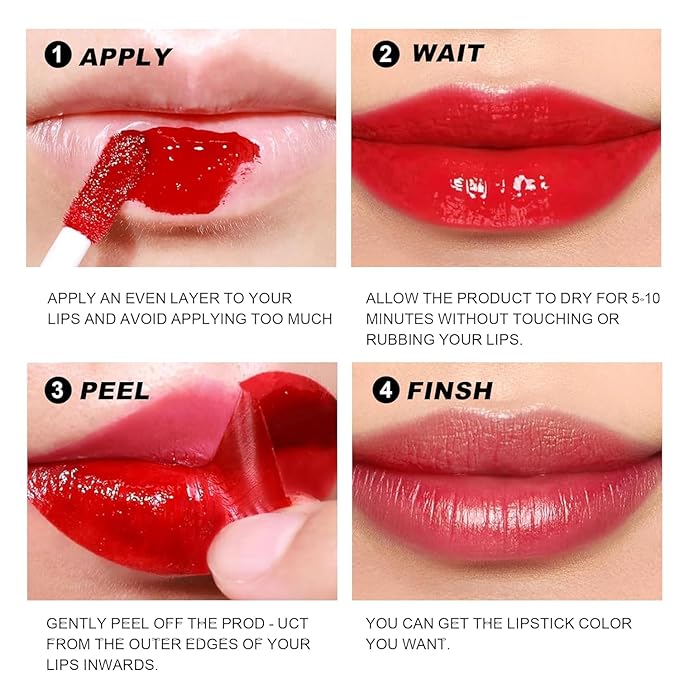 Peel Off Lip Tint, Wipe-On Colour Liquid Lipsticks, Tattoo Lip Glaze, Matte High Pigment Long Wear Waterproof Lip Contour Stain Non Smudge Transfer Proof Tear-off Lip Gross (#02, 0.12 floz)