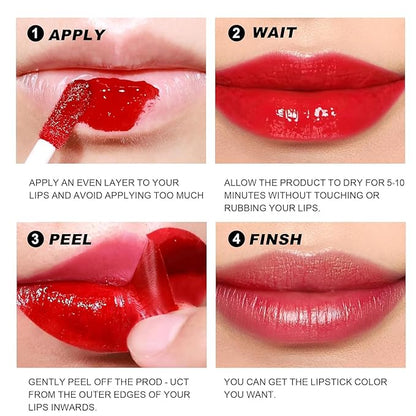 Peel Off Lip Tint, Wipe-On Colour Liquid Lipsticks, Tattoo Lip Glaze, Matte High Pigment Long Wear Waterproof Lip Contour Stain Non Smudge Transfer Proof Tear-off Lip Gross (#02, 0.12 floz)
