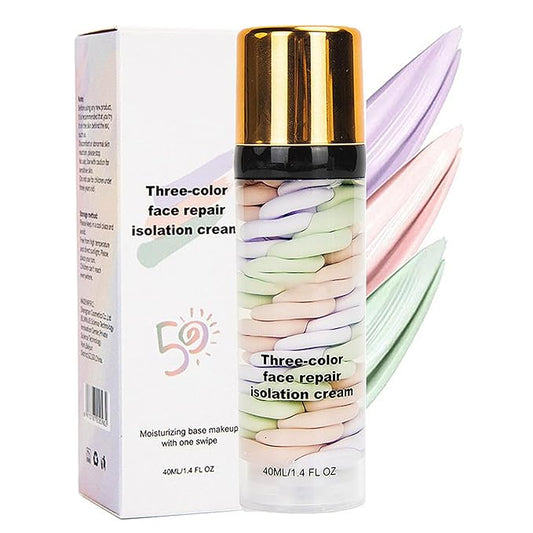 3 In 1 Poreless Face Primer, One Step Color Corrector Face Primer, Hydrating Primer for Face Before Makeup Oil Control & Moisturizing Redness Corrector for Face Skin Tone Correcting Long Lasting
