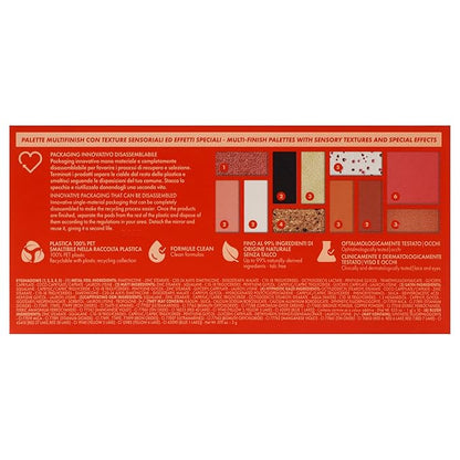 Pupa Milano Make-Up Palette M, 004 Orange, 0.42 oz - Eyeshadow Palette with Matte, Shimmer, Metallic Finishes - Highly Pigmented Eyeshadow, Blush Palette - 11 Blendable Eye Makeup Shades - Talc-Free