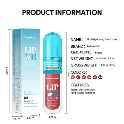 3PCS Lip Hydrating Glossy Lip Stain, Lip Tint with 12HR Hydration(#4 DRIPPING IN ROSE,#5 FIERYBLAZETIN,T#6 WATERBOUT WINE)