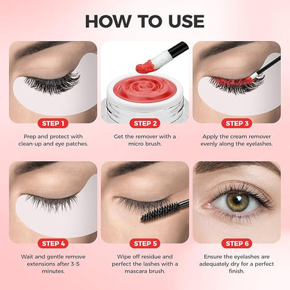 Eyelash Extension Remover Cream, Professional Lash Remover for Lash Extensions, Low Irritation, Fast Dissolution, Lash Extension Remover Cream for Salon Use, 5g (Strawberry)