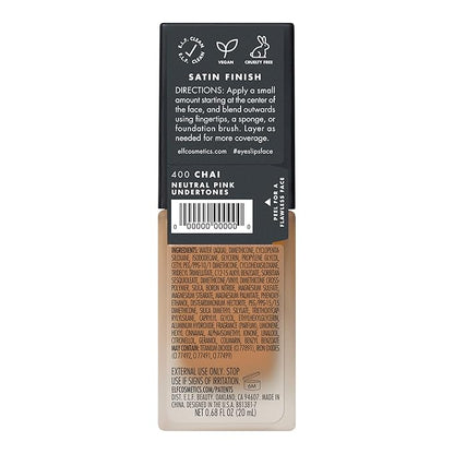 e.l.f. Flawless Finish Foundation, Lightweight & Medium Coverage, Semi-Matte Finish, Chai, 0.68 Fl Oz (20mL) (Pack of 2)