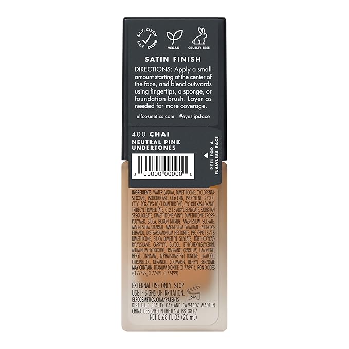e.l.f. Flawless Finish Foundation, Lightweight & Medium Coverage, Semi-Matte Finish, Chai, 0.68 Fl Oz (20mL) (Pack of 2)