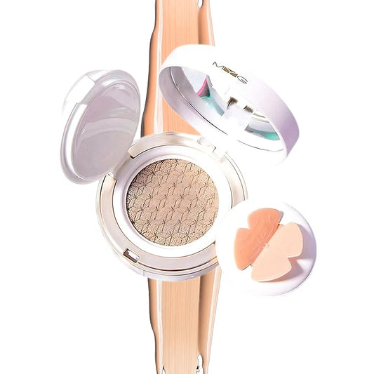 Meiyan Tang Lightweight Cushion Foundation BB Cream - Natural Coverage, Hydrating, Long-Lasting, Non-Drying, Waterproof, Anti-Sweat, Flawless Matte Finish, Unique Butterfly Puff Design