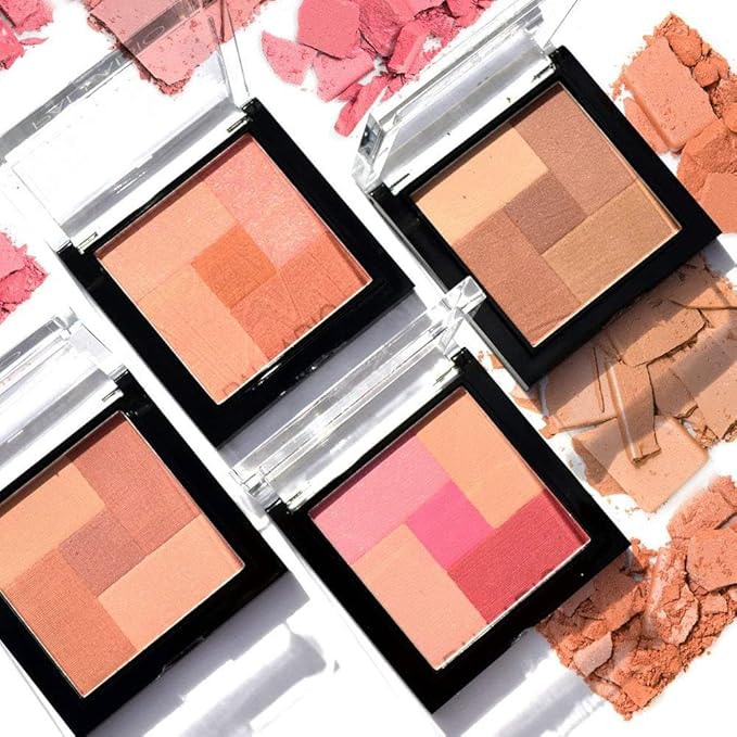 Palladio 2-In-1 Mosaic Blush and Bronzer, Silky Smooth Face Makeup Pressed Powder, Five Color Hues from Shimmering Pinks to Golden Browns, Rich Pigmented Shades, Flawless Finish, Desert Rose, 0.3 Oz