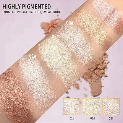 Highlighter Makeup Palette,holographic packaging with Mirror Cosmetics Vegan, Cruelty Free and Hypoallergenic 6 color Pigmented Face (Highlighters-01)