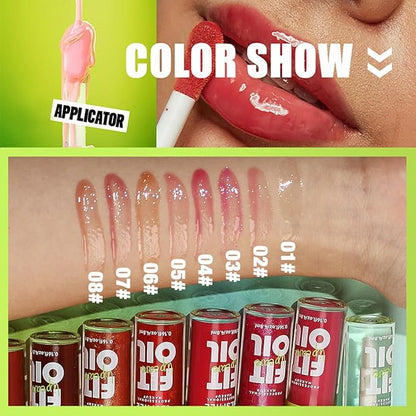 Hydrating Lip Oil, Big Brush Head Lip Glaze Shiny Transparent Lip Glow Oil, Nourishing & Non-sticky Long Lasting Fresh Clear Smooth Lip Care Plumping Lip Oil (Set A)