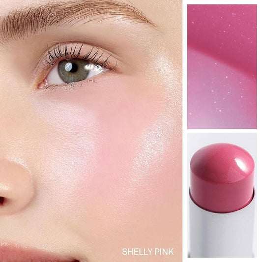 hince True Dimension Radiance Balm 10g - Shimmer Glow Face Highlighter Stick, Translucent Colors, Cream Blush Stick, Glass Skin in a Balm, Korean Beauty, Natural Makeup (SHELLY PINK, TP005)