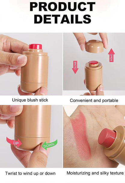 MAEPEOR Matte Blush Stick Creamy Natural Looking Finish Face Blush Long-Lasting Lightweight Buildable Blushes Stick for Cheeks (Color H05)