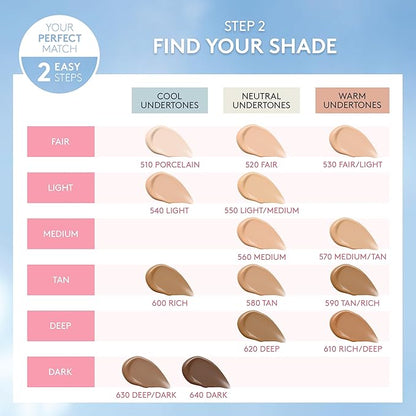 COVERGIRL Clean Fresh Nourishing Skin Tint, 560 Medium, Liquid Foundation, Dewy Finish, Infused with Coconut & Aloe, Vegan Formula