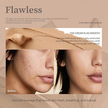 Multi-Use Foundation Stick Makeup with Built-In Brush, Lightweight Buildable Medium-to-Full Coverage, Longwear Contour Stick, Natural Finish