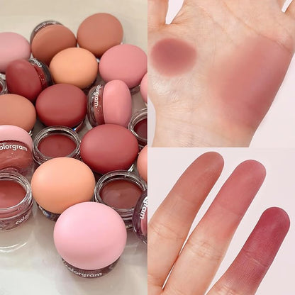 COLORGRAM TINTIN DORY BLUR JAM 01 PINK CASHEW NUT | Pudding Pot Lip & Cheek Tint with Whipped Mousse Texture | Velvet Matte Finish, Featherlight Blur Tint | Multi-Use Korean Makeup