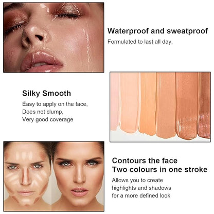 6 Colors Cream Contour Stick Makeup Kit, Primer Face Highlighter Contouring for Beginners, Highlight and Contour Kit, Cream Concealer Makeup Blush Stick, Primer Face Corrector (SET B)