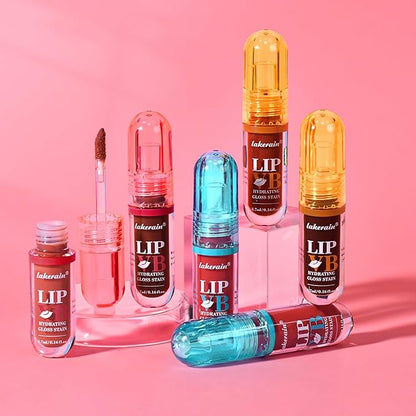 LIP VB Hydrating Gloss Stain – Lip Tint Gloss with 12HR Hydration Long-Lasting Moisture & Shine, Smooth Lip Stain with Glossy Finish, Non-Sticky, Rich Color for All Skin Tones (#6 WATER BOUT WINE, 1)