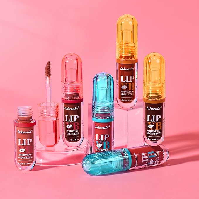 LIP VB Hydrating Lip Gloss Stain - 12HR Glossy Plump & Waterproof Moisture Lock, Non-Sticky Lip Treatment for Dry Lips Revival, Daily Wear & Night Care (Mocha Shine)