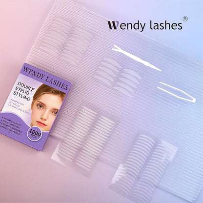 1000Pcs Eyelid Tape-Invisible Double Eyelid Stickers Tape Hooded Eye Lift, Natural Look, Waterproof Reusable Instant Lifting Eyelid Tape Easy to Apply for Monolids/Hooded Eyes by Wendy Lashes（1000Pcs）