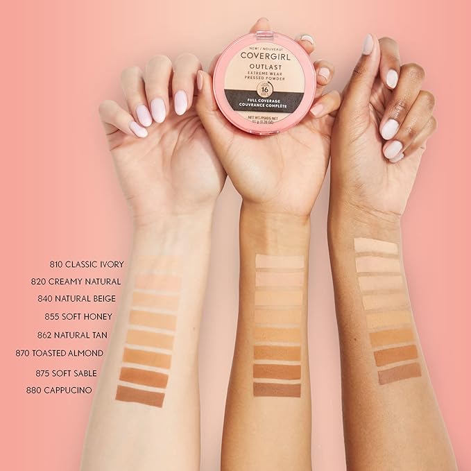 COVERGIRL Outlast Extreme Wear Pressed Powder, 880 Cappuccino, 0.38 oz