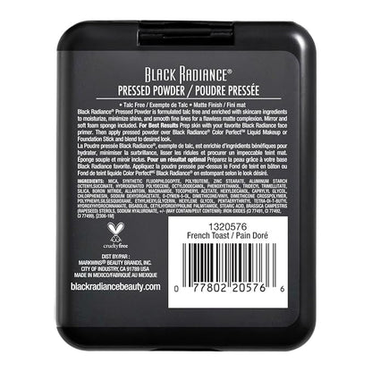 Black Radiance Pressed Powder, Buildable & Blendable Matte Finish Shine Control Compact with Mirror & Applicator, Cruelty-Free & Vegan - Crème Fresh