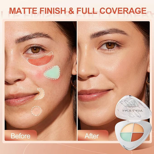 SACE LADY 4 in 1 Concealer Palette, 4 Colors Face Eye Brow Correcting Contour Cream Palette Full Covers Undereye Dark Circles, Blemishes, Redness (1pc concealer palette)