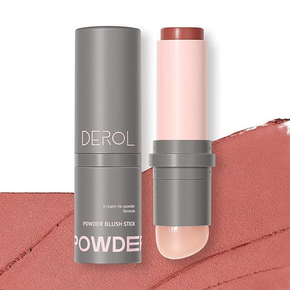 Cream to Powder Blush Stick, Built-In Jelly-like Silicone Makeup Applicator, Buildable & Blendable, Multi-use Blush Makeup Stick for Cheeks, Lips and Eyes, 05 MEET ME THERE