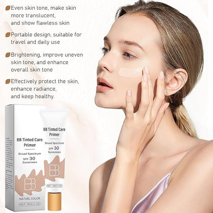BB Blur Tinted Moisturizer SPF 30, BB Cream Tinted Moisturizer with Broad Spectrum SPF, Full Coverage Light-Medium Skin Color Hydrating & Smoothing (Natural, 1pc)