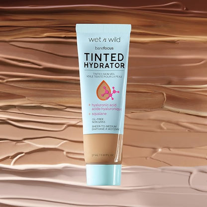 wet n wild Bare Focus Tinted Hydrator Matte Finish, Porecelain, Oil-Free, Moisturizing Makeup | Hyaluronic Acid | Sheer To Medium Coverage