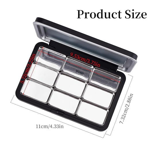 NICENEEDED 2 Pcs Empty Eyeshadow Palette, 9 Grids Blush Pallet Makeup Palette, Eyeshadow Palette Storage Box DIY Travel Makeup Organizer for Powder Blusher