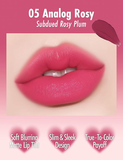 Peach C Blurry Filter 05 Analog Rosy Korean Lip Stain Marker | Matte Korean Lip Tint Long Lasting w/Soft Blur Finish| Comfortably Light & Long Lasting Lip Tint |Smooth Lip tint Stain 0.21 Fl Oz