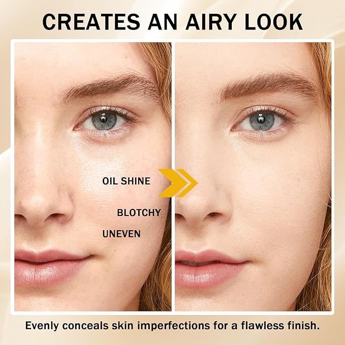 6 PCS Mushroom Head Foundation Set,Mushroom Head Air Cushion CC Cream,Moisturizing Oil Control Natural Foundation,Air Cushion Concealer Moisturizing Foundation with Makeup Sponge