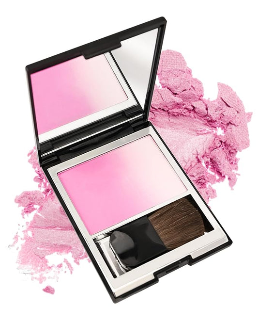 Matte Pink Blush for Cheeks, Multiuse Baked Powder Blush Palette for Blusher&Highlighter&Eyeshadow, Lightweight Long-Lasting High Glossy Finish, Blendable Gradient Blusher, Makeup Gift for Women-01